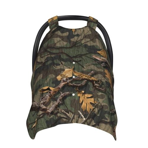 Camouflage Leave Baby Car Seat Canopy and Nursing Cover for Breastfeeding Multi-Use Cover Lightweight Infant Stretchy Carrier Carseat Winter Cover for Newborn Girls Boys