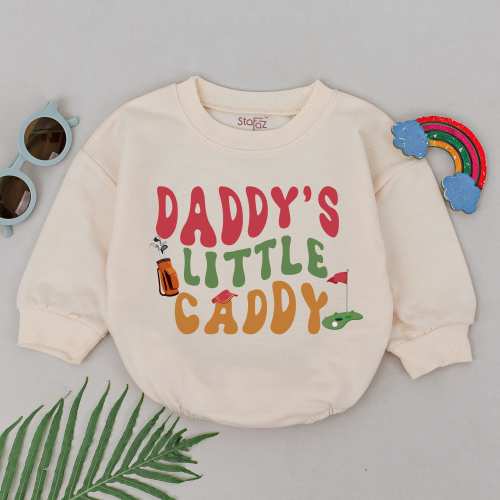 Daddy&#39;s Little Caddy Romper, Retro Future Golfer Buddy Bodysuit, Baby Announcement Romper, Baby Boy Golf Outfit Kid, Father&#39;s Day Gifts
