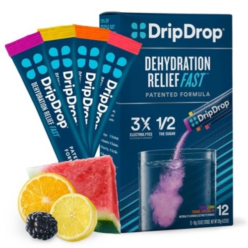 DripDrop Hydration Vegan Electrolyte Powder - Bold Classics Variety Pack - 36oz/12ct