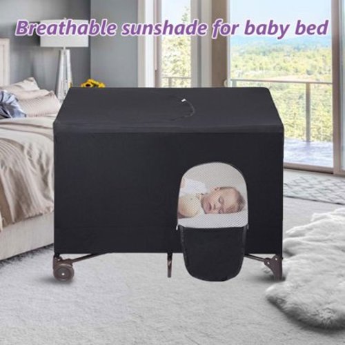 NKTIER Crib Blackout Cover Stretchable Breathable Crib Canopy Cover Portable Baby Bed Blackout Tent Safety Compact Travel Sleeping Bed Tent Sun Shade Curtain Room Decor