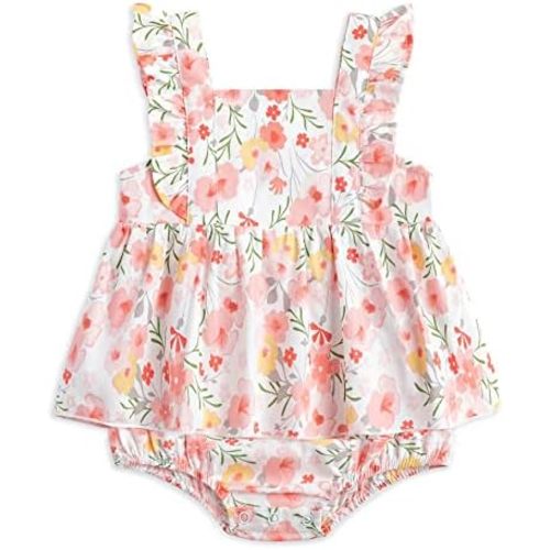Simplee kids Baby Infant Girls Cotton Short Ruffle Sleeve Summer Romper Outfits 3-24 Months