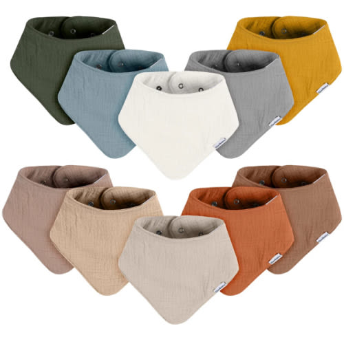 10-Pack Baby Neutral Multi Browns Muslin Bandana Bibs – Gerber Childrenswear