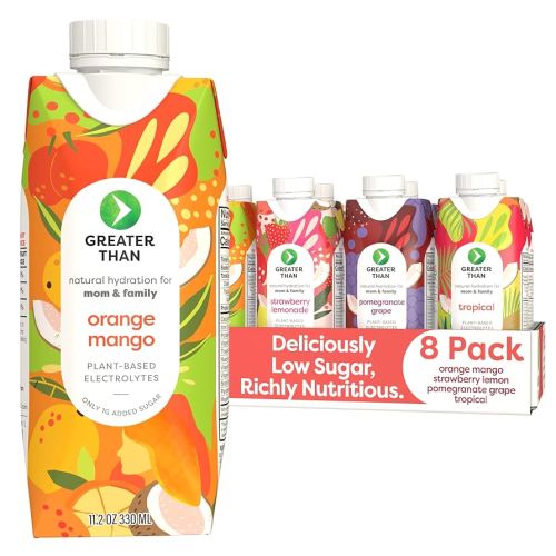 Greater Than Nutrient Hydration Beverage, Electrolyte Drink for Gut Health & Energy with Coconut Water, Vitamins, Gluten Free, Plant Based, Low Sugar, 8 Flavor Variety Pack