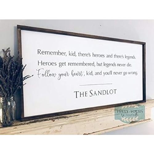 WeiaMaoYi Sandlot Framed Wood Sign - Bedroom Decor for Kids - Inspirational Quote