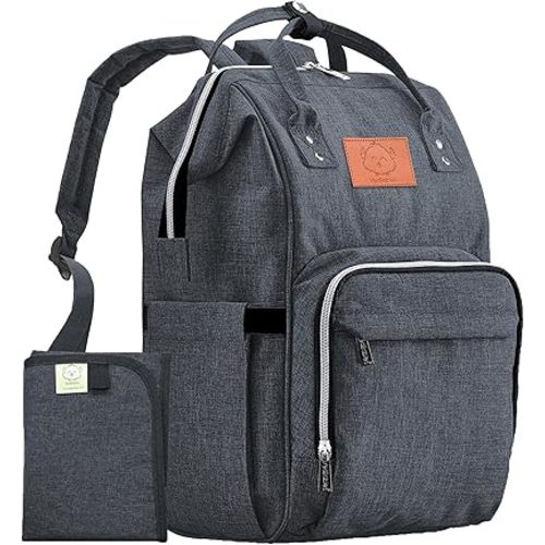 KeaBabies Baby Diaper Bag Backpack - Large Baby Bag for Boys, Girls, Waterproof Multi Function Travel Diaper Backpack with Changing Pad, Durable Travel Essentials for Moms and Dads (Mystic Gray)