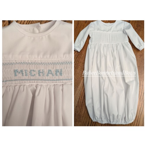 ready to smock/smocked gown baby gown ready to smock coming home gown smock it yourself pre pleated gown smocked baby name
