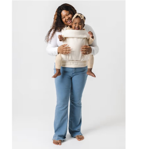 Mabē Monarch Ergonomic Baby Carrier - Premium Cotton Soft Structured Infant Carrier with Hip Healthy Design, 3 Carry Positions for Newborn to Toddler (7-35lbs), Breathable (Ivory)