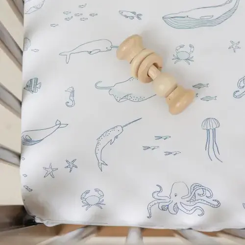 Organic Cotton Crib Sheet, Life Aquatic