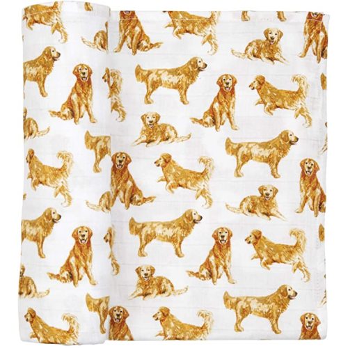 Mud Pie Golden Retriever Print Muslin Baby Swaddle Blanket, 47" x 47"
