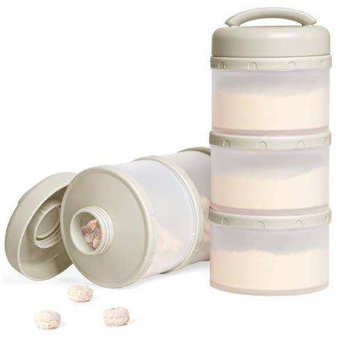 Termichy Stackable Formula Dispenser Portable Milk Powder Container, 2 Pack, Warm Grey