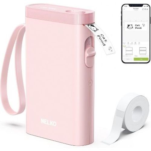 Label Maker Machine With Tape, Nelko P21 Portable Bluetooth Label Printer, Mini Label Makers With Multiple Templates For Office Home, Pink