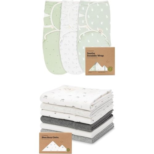 KeaBabies 3-Pack Baby Swaddle Sleep Sacks and 6-Pack Baby Burp Cloths for Baby Boys and Girls - Organic Newborn Swaddle Sack - Large Baby Burp Cloths, Burping Cloths for Babies
