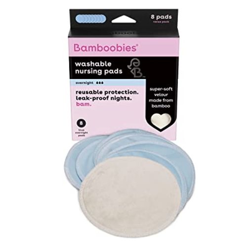 Bamboobies Nursing Pads for Breastfeeding Reusable Washable Breast Pads Super Soft Rayon Made From Bamboo Milk Proof Liner Perfect Baby Shower Gifts, Pale Pink