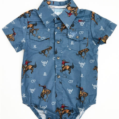 Cowboy Hardware Infant Boys' Vintage Bronc Short Sleeve Snap Onesie