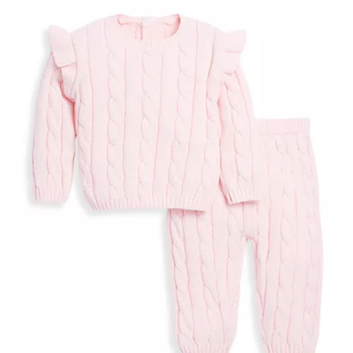 Bloomies Baby Girls' Cable Sweater Knit Top and Leggings Set - Baby