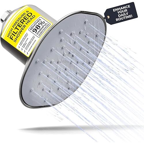 Afina Filtered Shower Head | High Pressure Shower - Reduces Dry Itchy Skin, Dandruff, Eczema, & Dramatically Improves Condition of your Skin, Hair & Nails (Nickel)