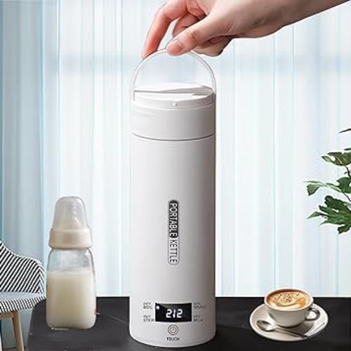 Portable Travel Electric Kettle, 500ml/17.6oz Small Mini Electric Kettle Tea Coffee Hot Water Boiler, 4 Temperature Controls, Auto Shut Off & Boil Dry Protection with BPA Free 304 Stainless Steel