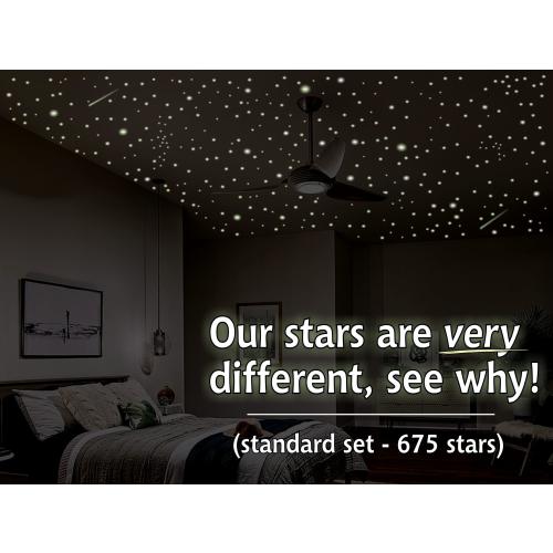 Free Same Day Shipping! THE most luminous Glow In The Dark Ceiling Stars available. Bedroom Decor for all ages - 10 hr glow, 687 shapes!