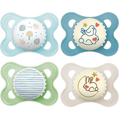 MAM Day & Night Pacifiers, Glow in The Dark Pacifier for Breastfed Babies, 0-6 Months, Baby Boy