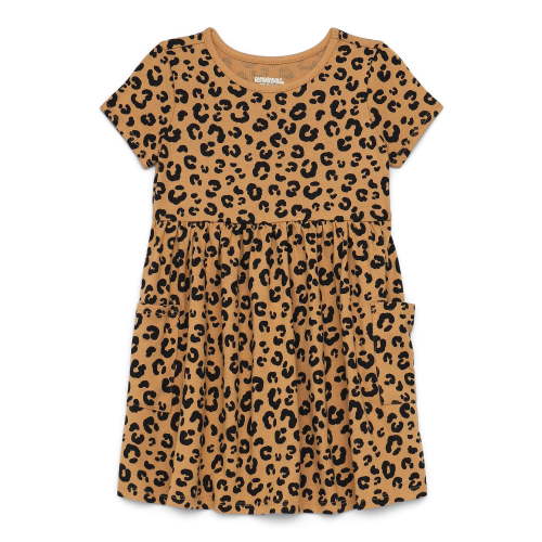 Garanimals Toddler Girl Short Sleeve Printed Dress with Patch Pockets, Sizes 12M-5T
