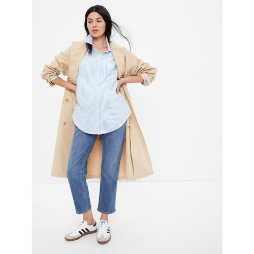 Maternity Inset Panel Cheeky Straight Jeans in medium wash, size: 25Regular