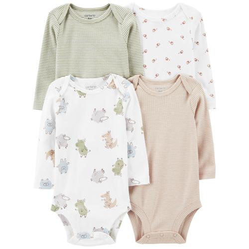 Baby 4-Piece Long-Sleeve Bodysuits - 18M - Style,Multi