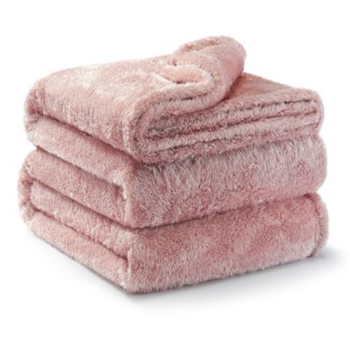 Exclusivo Mezcla Plush Fuzzy Fleece King Size Bed Blanket, Super Soft Fluffy and Thick Blankets (Dusty Pink, 90"x104")