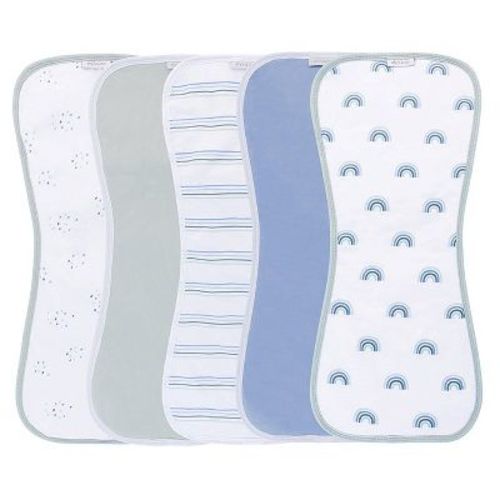 Ely's & Co. Hourglass Shape Fleece Burp Cloths Blue Leaf Collection 5 Piece Set
