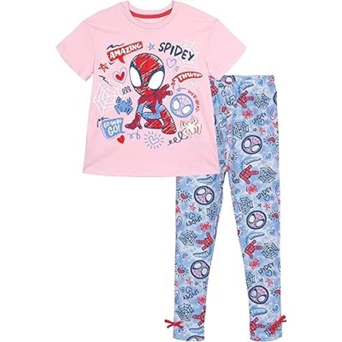 Marvel Spidey and His Amazing Friends Girls T-Shirt and Leggings Outfit Set Toddler to Big Kid Sizes (2T - 10-12)