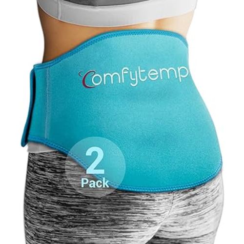 Comfytemp Ice Pack for Back Pain Relief, 2 Packs, FSA HSA Approved, Reusable Gel Lower Back Wrap Ice Brace for Sciatica Injuries, Hot Cold Compression for Lower Lumbar, Waist, Men Women Surgery Gifts
