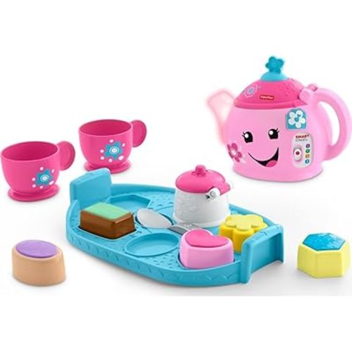 Fisher-Price Toddler Toy Laugh & Learn Sweet Manners Tea Set with Smart Stages Learning Songs for Pretend Play Kids Ages 18+ Months