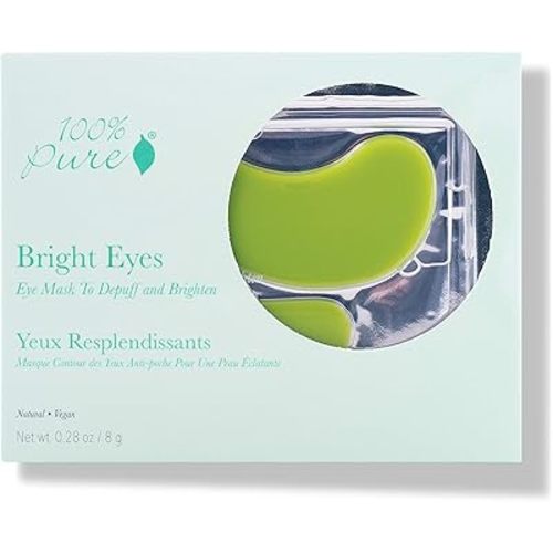 100% PURE Bright Eyes Masks Under Eye Skincare Wrinkle Smoothing Replenishment Diminish Dark Circles, Puffiness - Hydrating & Moisturizing Patches For Tired Eyes & Morning Bags - Vegan - 5 Pack