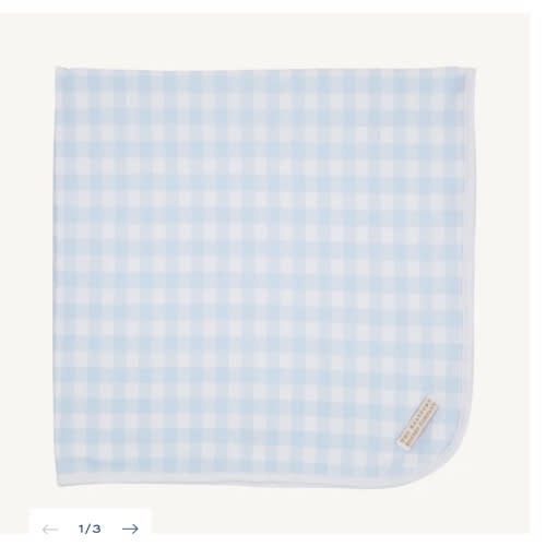 Baby Buggy Blanket - Buckhead Blue Gingham with Worth Avenue White