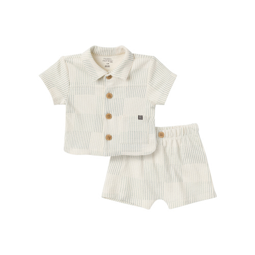 Modern Moments By Gerber Baby Boy Collar Shirt and Short Outfit Set, 2-Piece, 0/3 Months - 24 Months