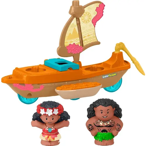 Fisher-Price Little People Toddler Toys Disney Princess Moana & Maui’s Canoe Sail Boat with 2 Figures