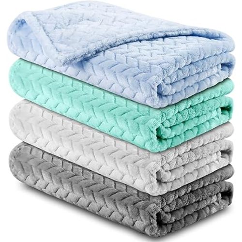Chumia 4 Pcs Baby Blanket Flannel Cozy Throw Fuzzy Soft Warm Blanket for Newborn Sherpa Fluffy Crib Swaddling Supplies Birthday Baby Shower(24 x 32 Inch,Assorted Colors)