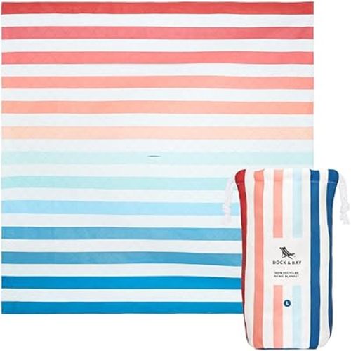 Dock & Bay Picnic Blanket - Quick Dry & Water Resistant - 100% Recycled Materials - Large (66x66) - Summer - Sand to Sea