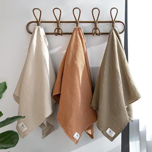 Muslin Swaddle Blanket Baby - Cotton Swaddling Blanket Soft Baby Receiving Blanket Neutral 3Pack(Olive) - 3-earth - Solid-3 Pack