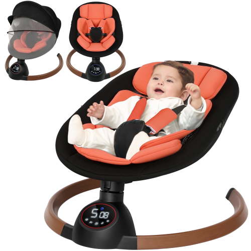 Babyeap Baby Swing for Infants,Bluetooth Control 5-point Harness Newborn Swing,5 Sway Speed,10 Lullabies(Black)