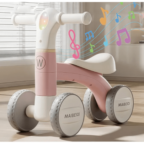 TREND 57SHOP with Music Light Baby Balance Bike 4 Wheels Silent Style Children's Scooter Fun Lightweight Kid's Bicycles For 1-5 Years Old