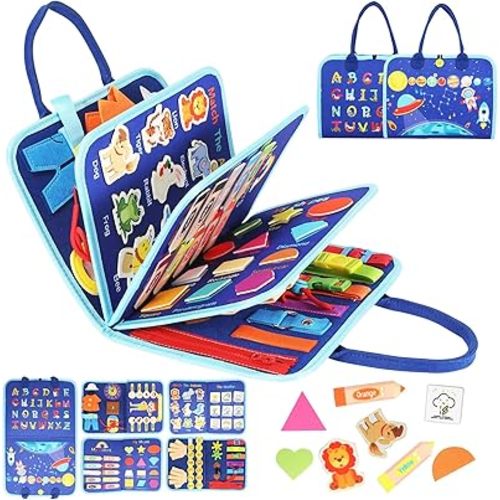 Busy Board, Travel & Montessori Toys for Toddlers, Life Skills, Christmas & Birthday Gift