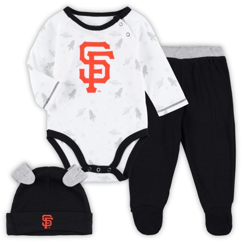 Newborn & Infant San Francisco Giants Black/White Dream Team Bodysuit, Hat & Footed Pants Set