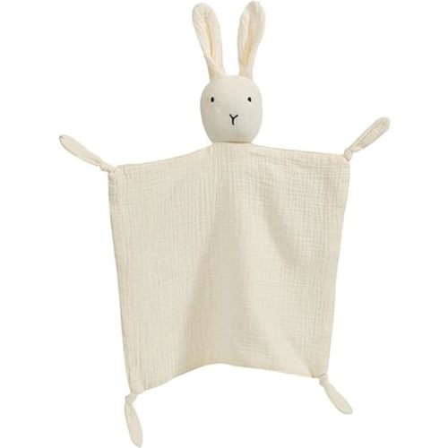 Organic Cotton Muslin Lovey Blanket, Organic Cotton Muslin Bunny Security Blanket Soft & Breathable Lovie Baby Gifts for Boys and Girls