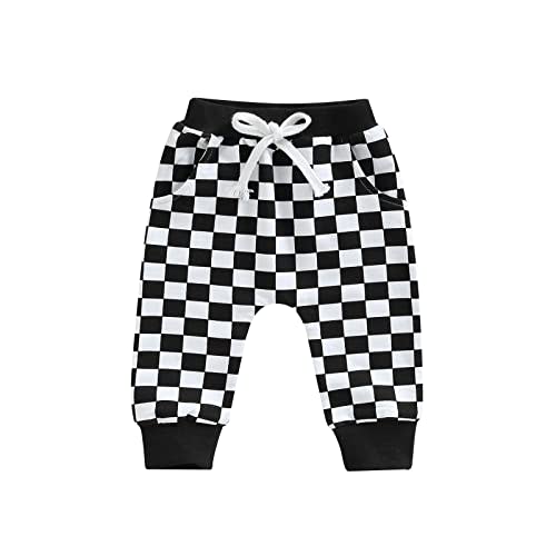 Toddler Baby Boy Girl Checkerboard Plaid Pants Elastic Waist Casual Trousers Spring Summer Fall Winter Long Pants