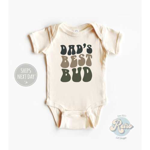 Dad's Best Bud Onesie®Father's Day Natural Baby Bodysuit Boys Retro Baby Gift Fathers Day Gift