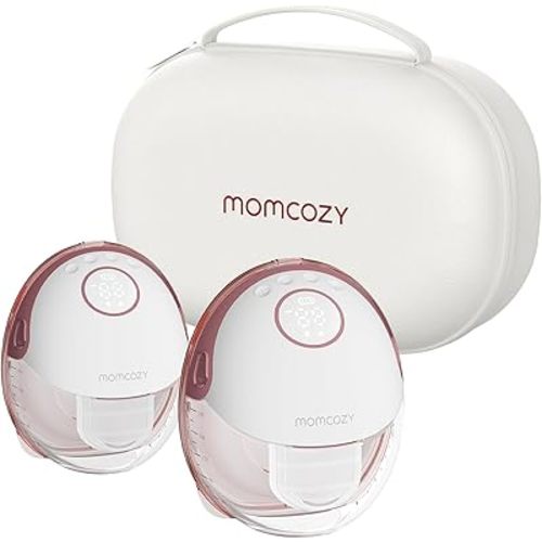 Momcozy Breast Pump Hands Free Mobile Style | M6, Wearable Breastfeeding Pump Ideal Rhythm for More Milk, DoubleFit Flange More Fit & Discreet with 3 Modes & 9 Levels, 24mm - 2 Pack Cozy Red