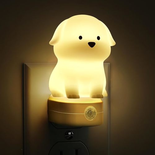L LOHAS LED Plug in Night Light for Kids, 3D Cute Puppy Night Light with Dusk to Dawn Sensor, RGB+Soft White 3000K Dog Night Light, Christmas Birthday Gift Nightlight for Kids, Room Decor - 1