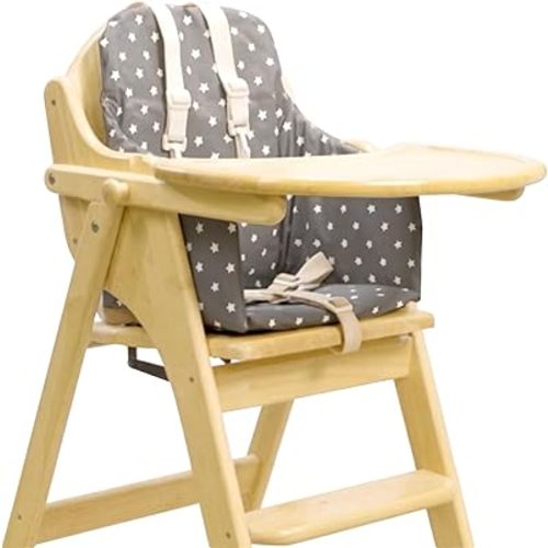 Messy Me High Chair Cushion for Wooden High Chairs - Easy to Fit Seat Pad - Fully Wipe Clean Baby Cushion Cover to Keep Baby Comfortable at mealtimes