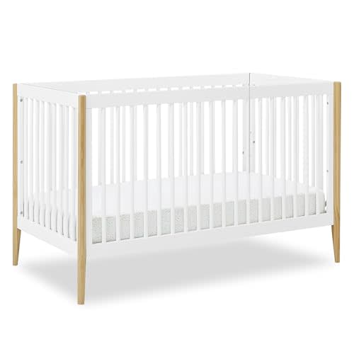 Delta Children Casey 4-in-1 Convertible Crib - Greenguard Gold Certified, Bianca White/Natural