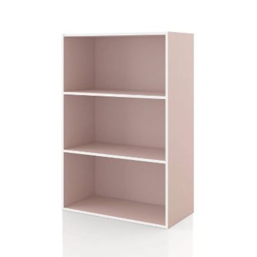 24/7 Shop At Home 35.27" Silkpath Modern 3 Tier Stackable and Modular Bookcase Light Pink